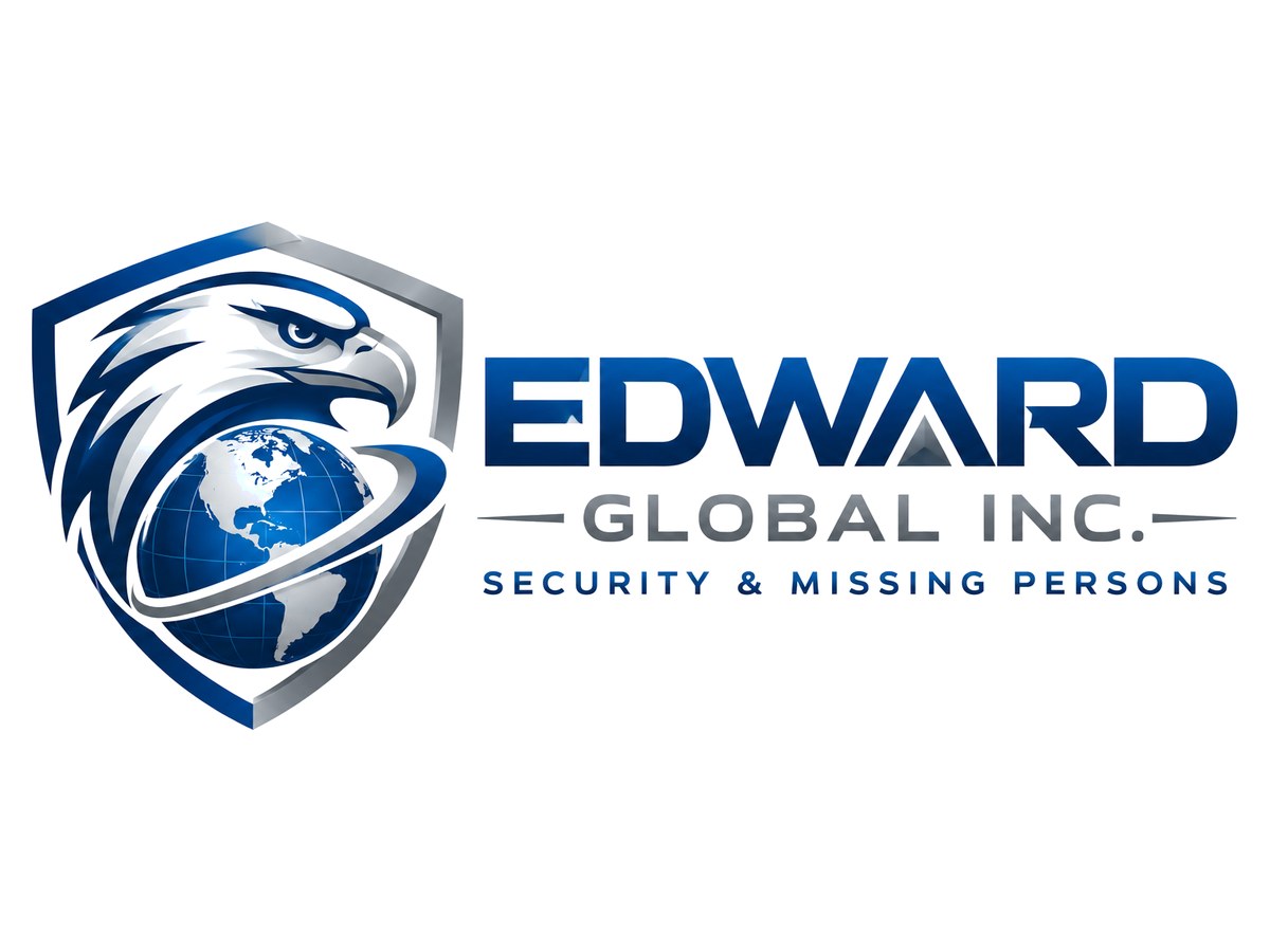 Logo concept for Edward Global Inc. showing an eagle wrapped around a globe inside a shield